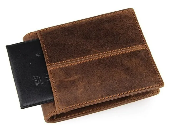 100% Genuine Cow Leather Men's Splice Purse Fashion Short Wallets