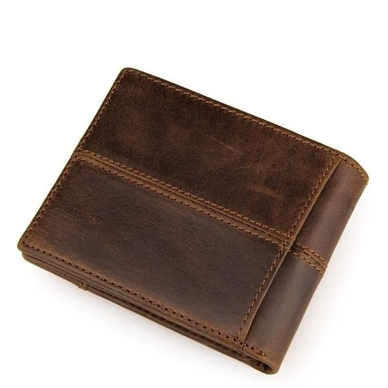 100% Genuine Cow Leather Men's Splice Purse Fashion Short Wallets