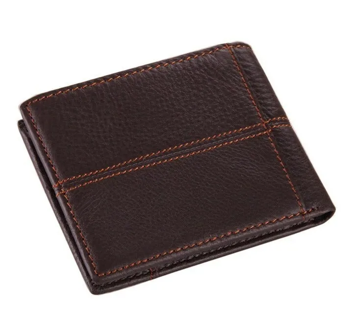 100% Genuine Cow Leather Men's Splice Purse Fashion Short Wallets