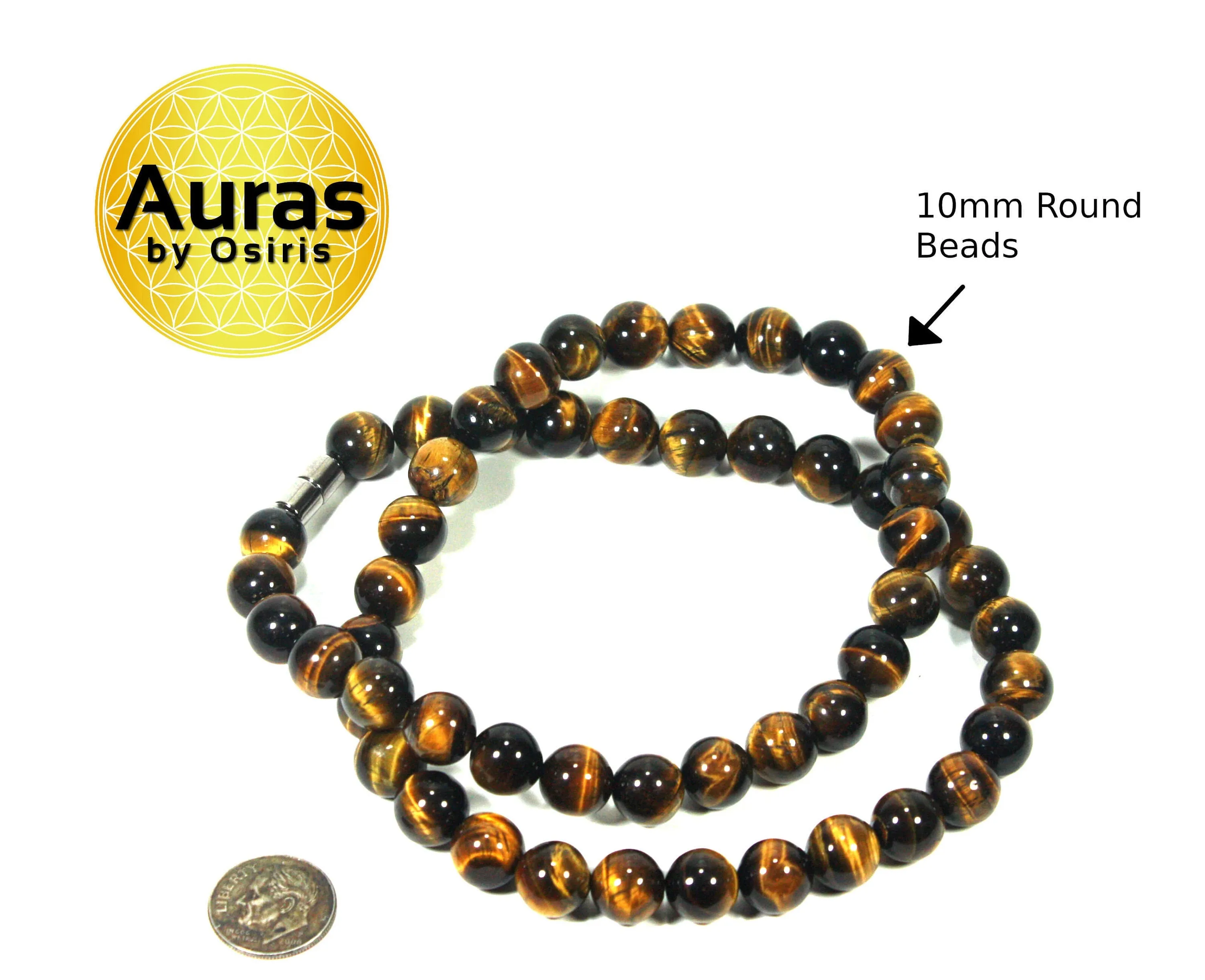 10mmTiger Eye Necklace - Mens Necklace - Beaded Necklace - Tribal Necklace - Good Luck - Confidence Gemstone Jewelry for Men/Women