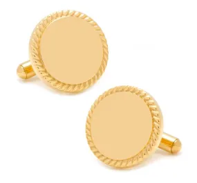 14K Gold Plated Rope Border Cufflinks