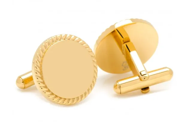 14K Gold Plated Rope Border Cufflinks