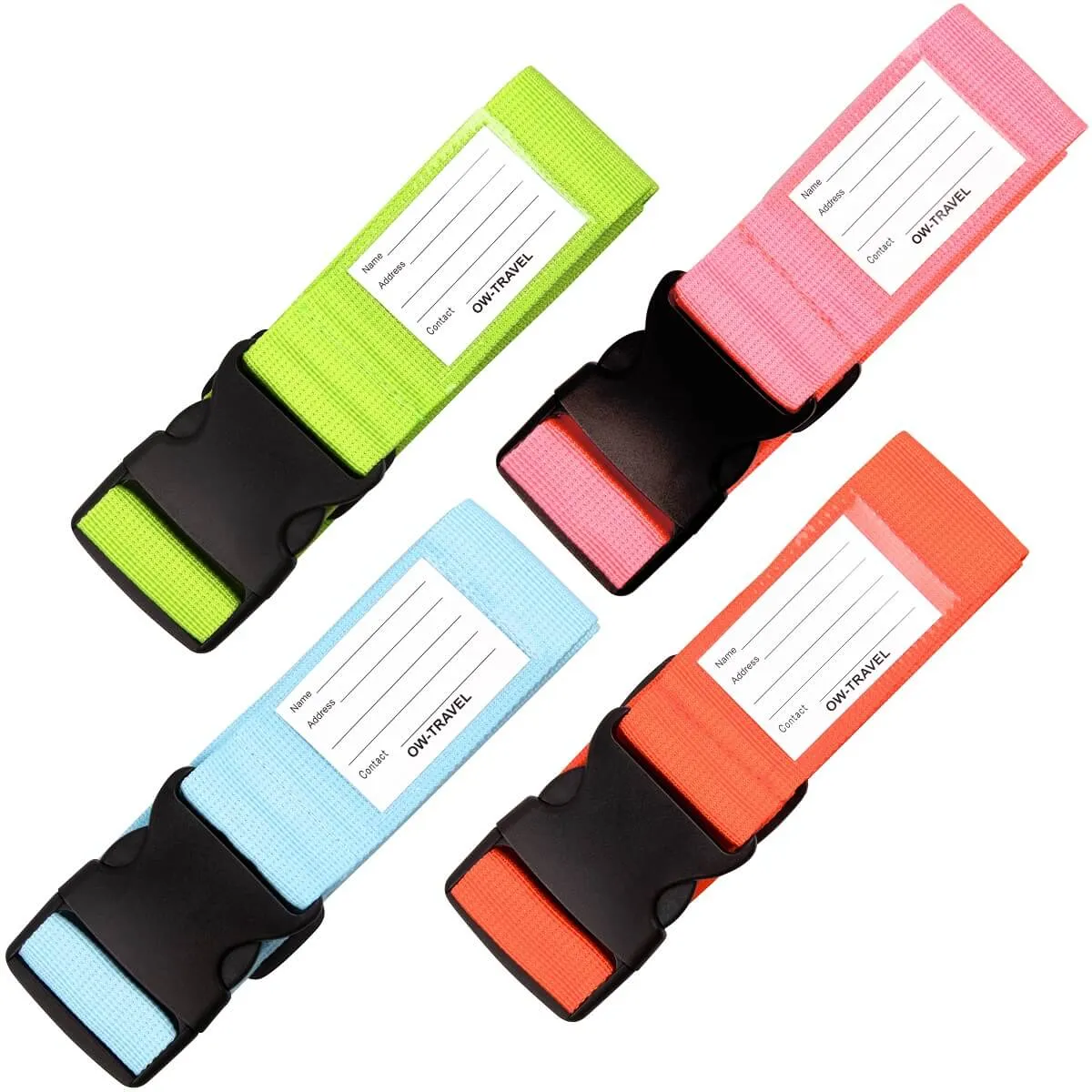 4 Colour luggage strap suitcase belts with baggage tag label