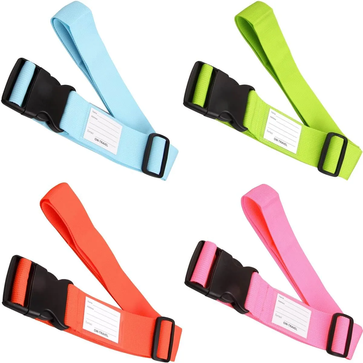 4 Colour luggage strap suitcase belts with baggage tag label