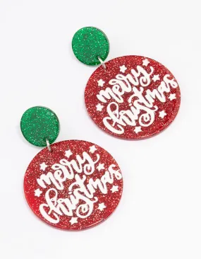 Acrylic Merry Christmas Drop Earrings