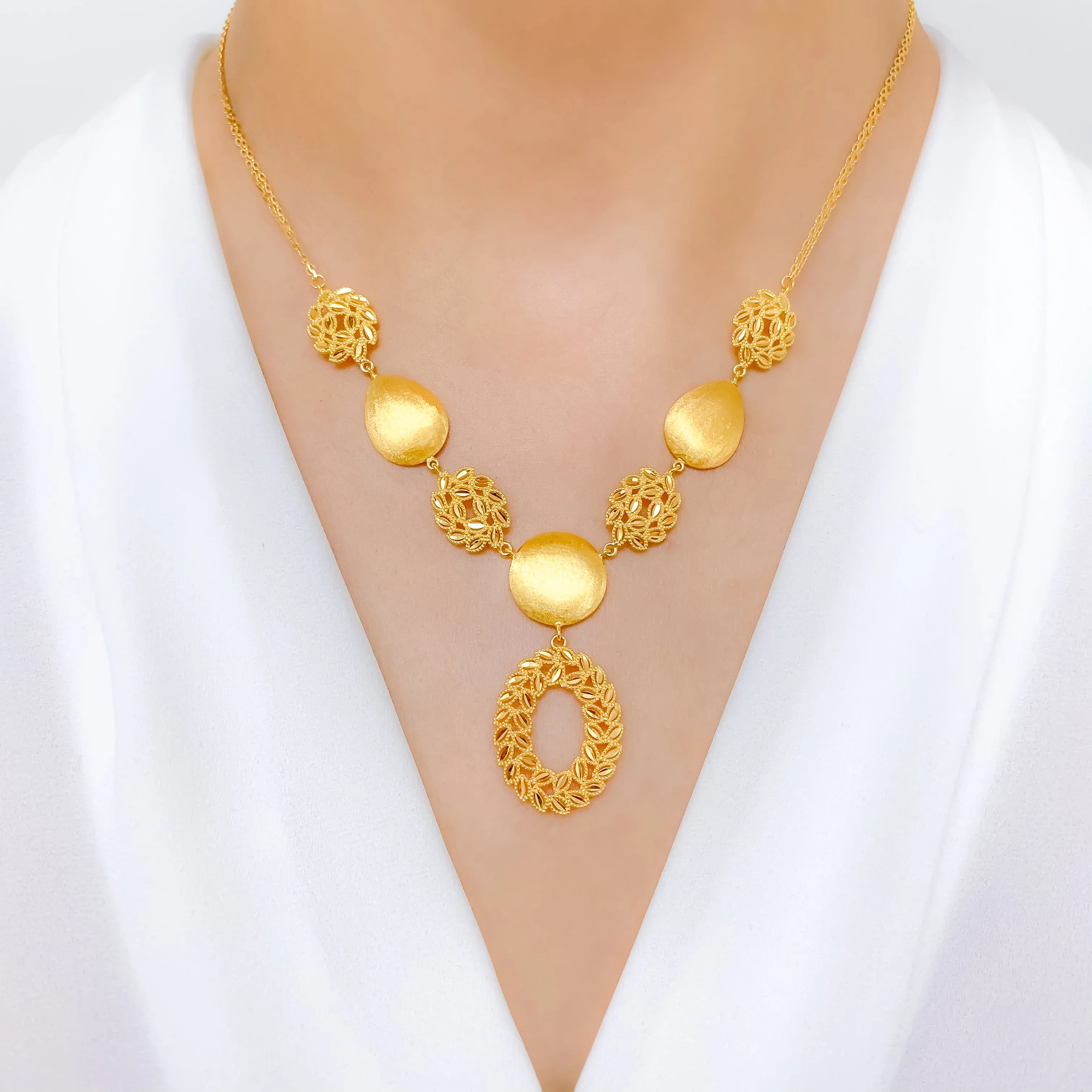 Adorned Circle Drop Necklace Set