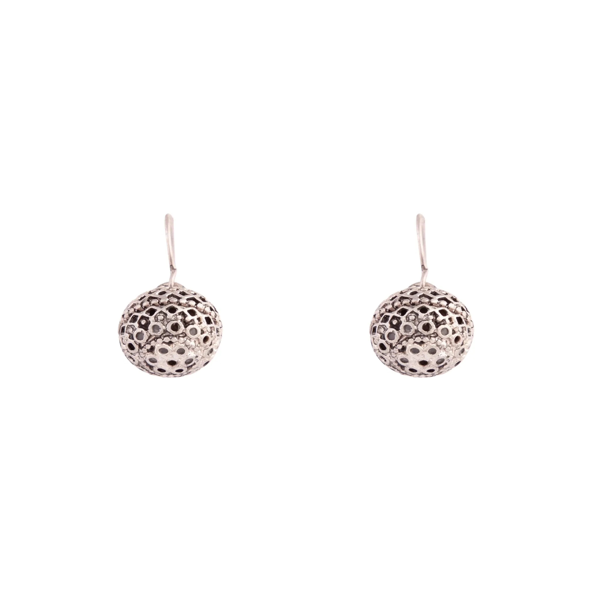 Antique Silver Ball Drop Earrings