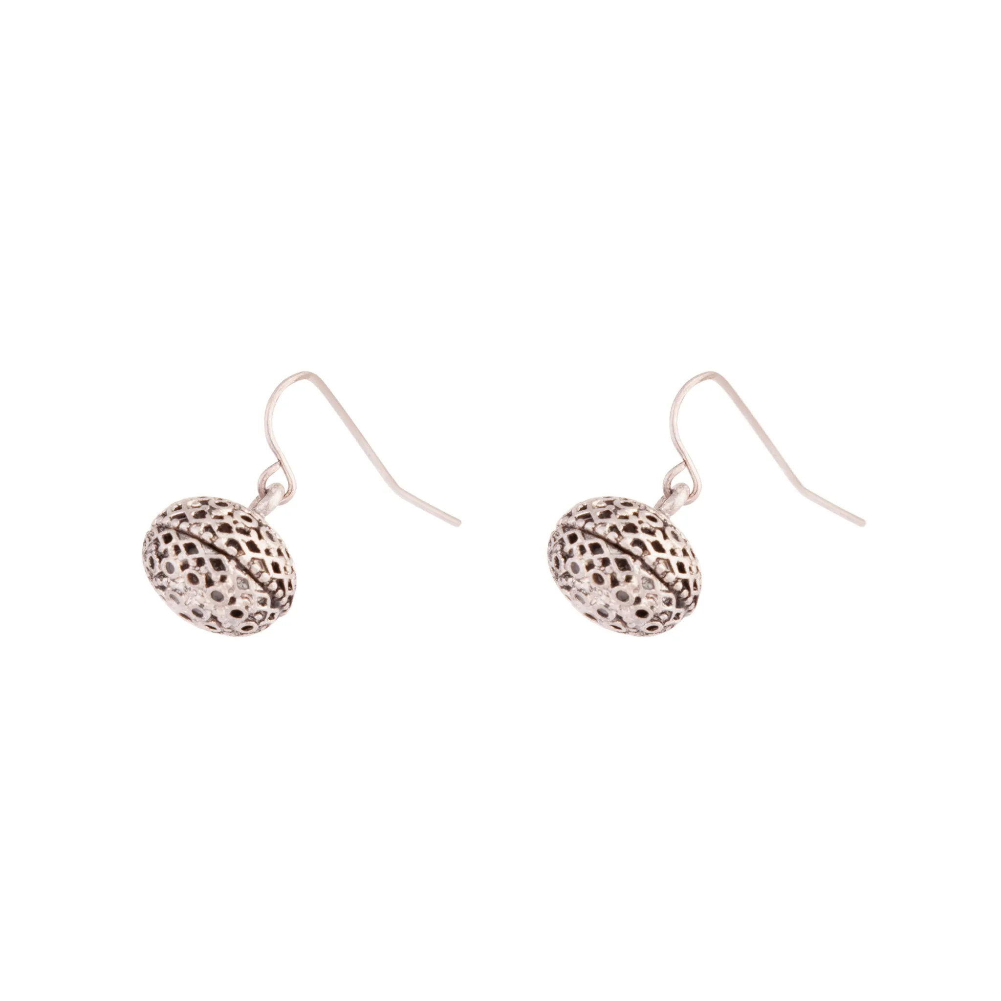 Antique Silver Ball Drop Earrings