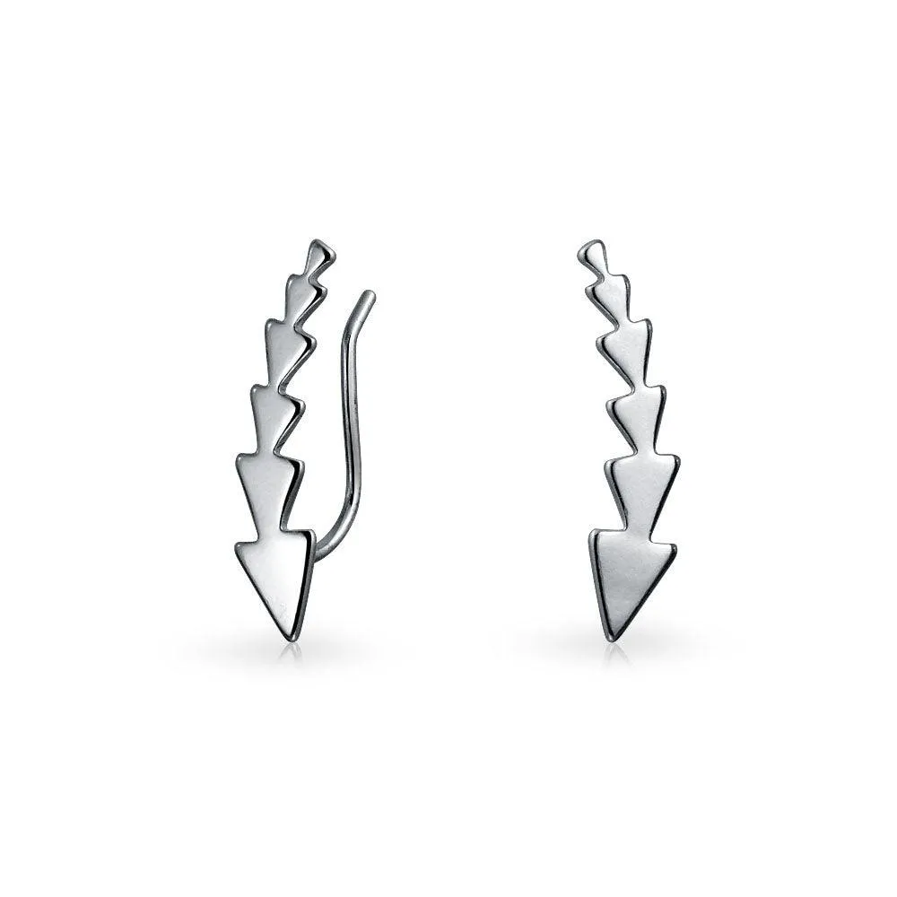 Arrow Ear Pin Warp Climbers Earrings Ear Crawlers .925 Sterling Silver