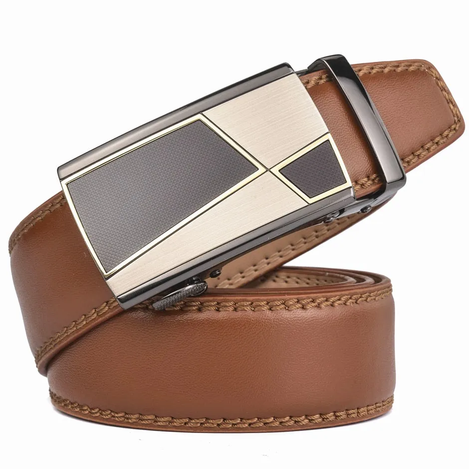 Automatic Buckle Brown Belt Men Brand Designer Mens Belts