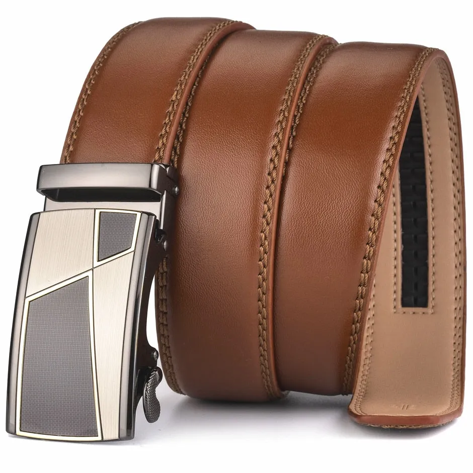 Automatic Buckle Brown Belt Men Brand Designer Mens Belts