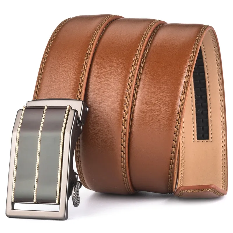 Automatic Buckle Brown Belt Men Brand Designer Mens Belts