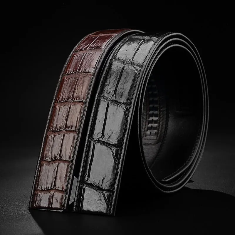 Automatic Genuine Crocodile Leather Belts Without Buckle for Men