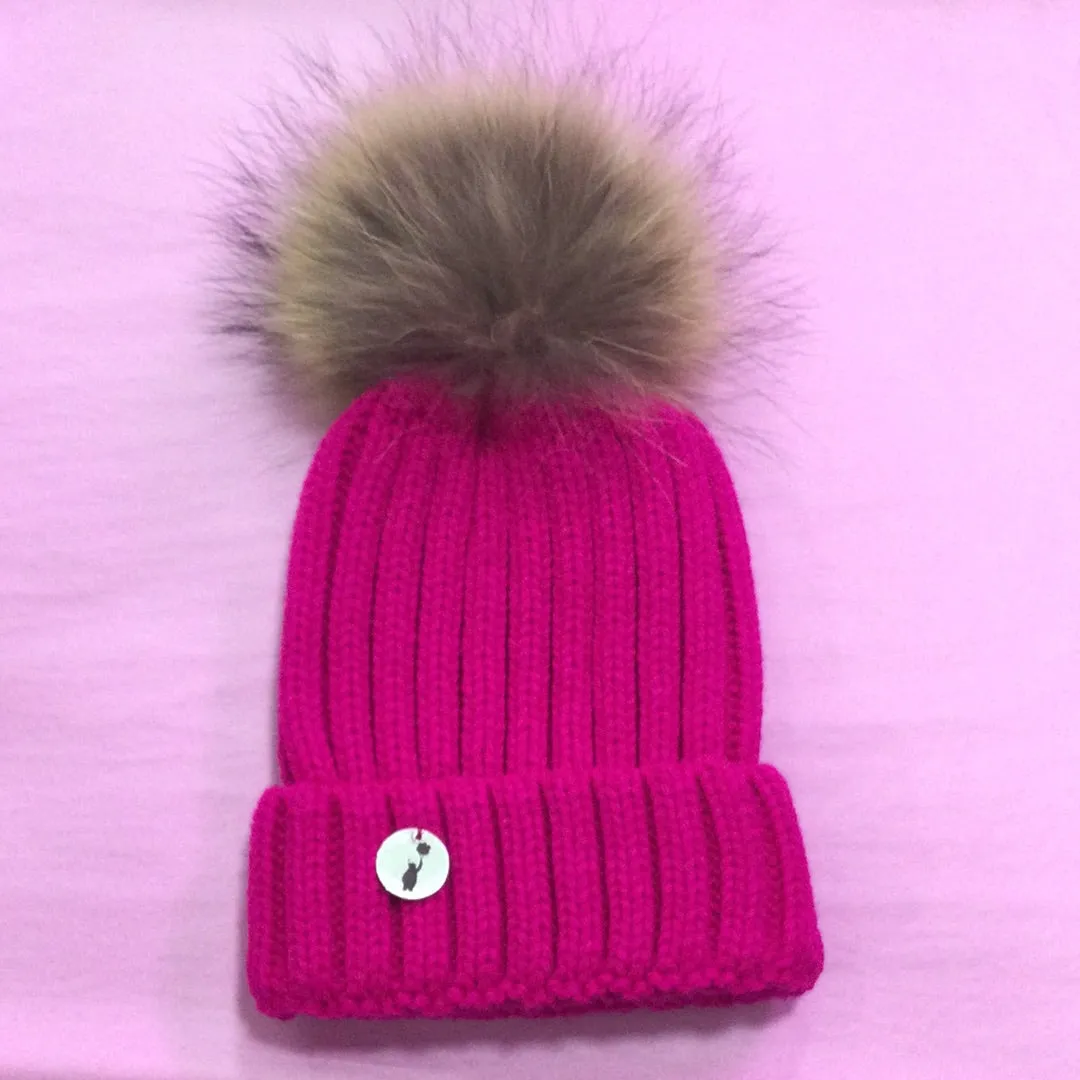 B&B Single Pom Pom Hats- Fuchsia Pink