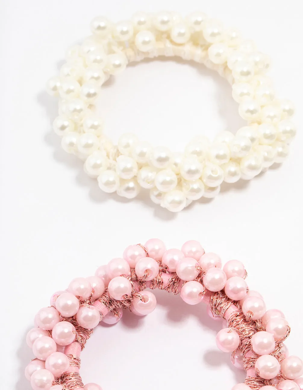 Beaded Pearl Cluster Hair Ties 3-Pack