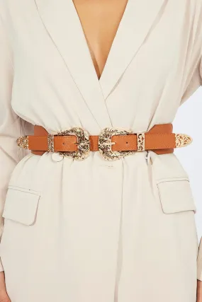 Beige Double Buckle Belts