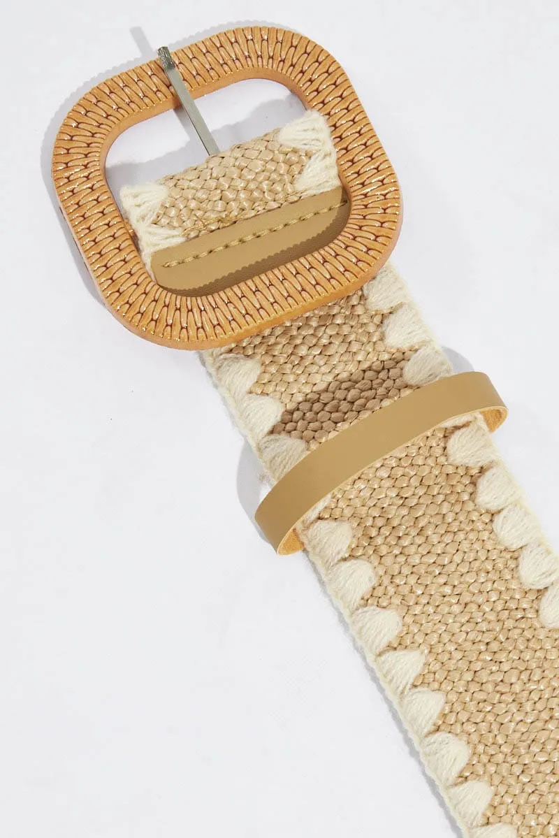 Beige Straw Belts