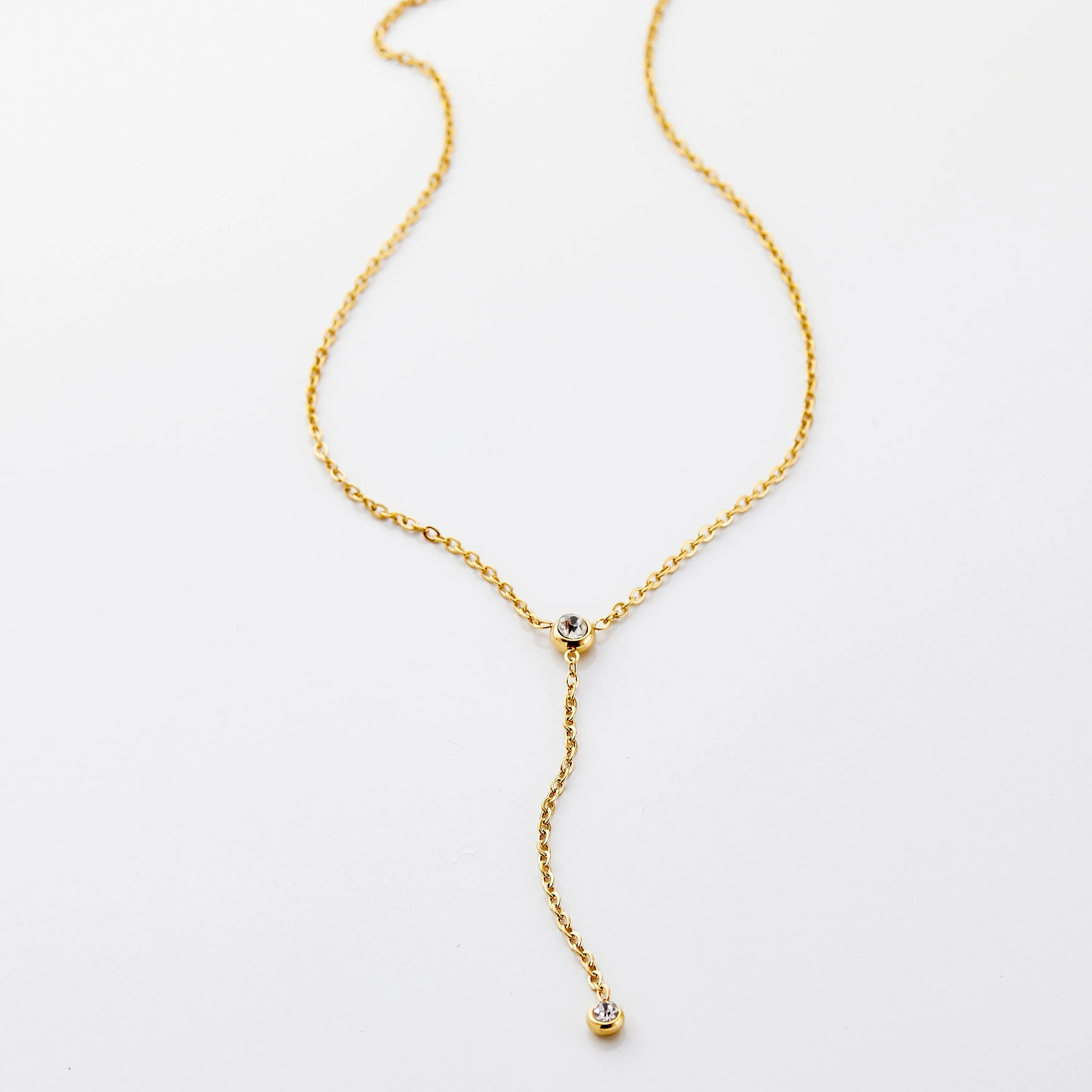 Bezel Lariat Necklace