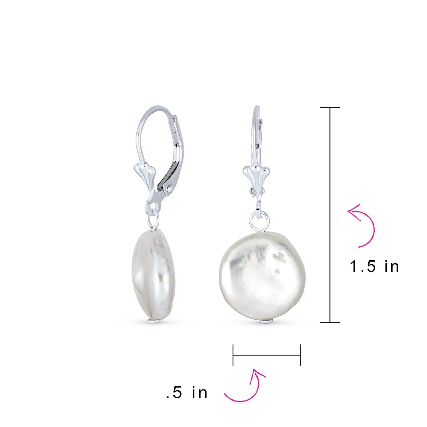 Biwa Coin Freshwater Pearl Clip On Earrings Ear Sterling Silver