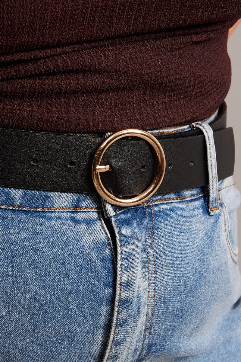 Black Circle Buckle Belts