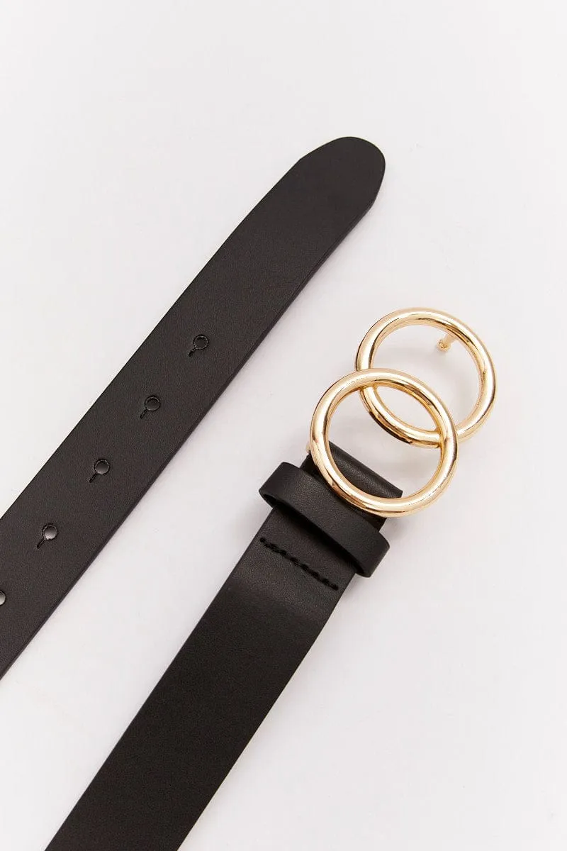 Black Double Circle Buckle Belts