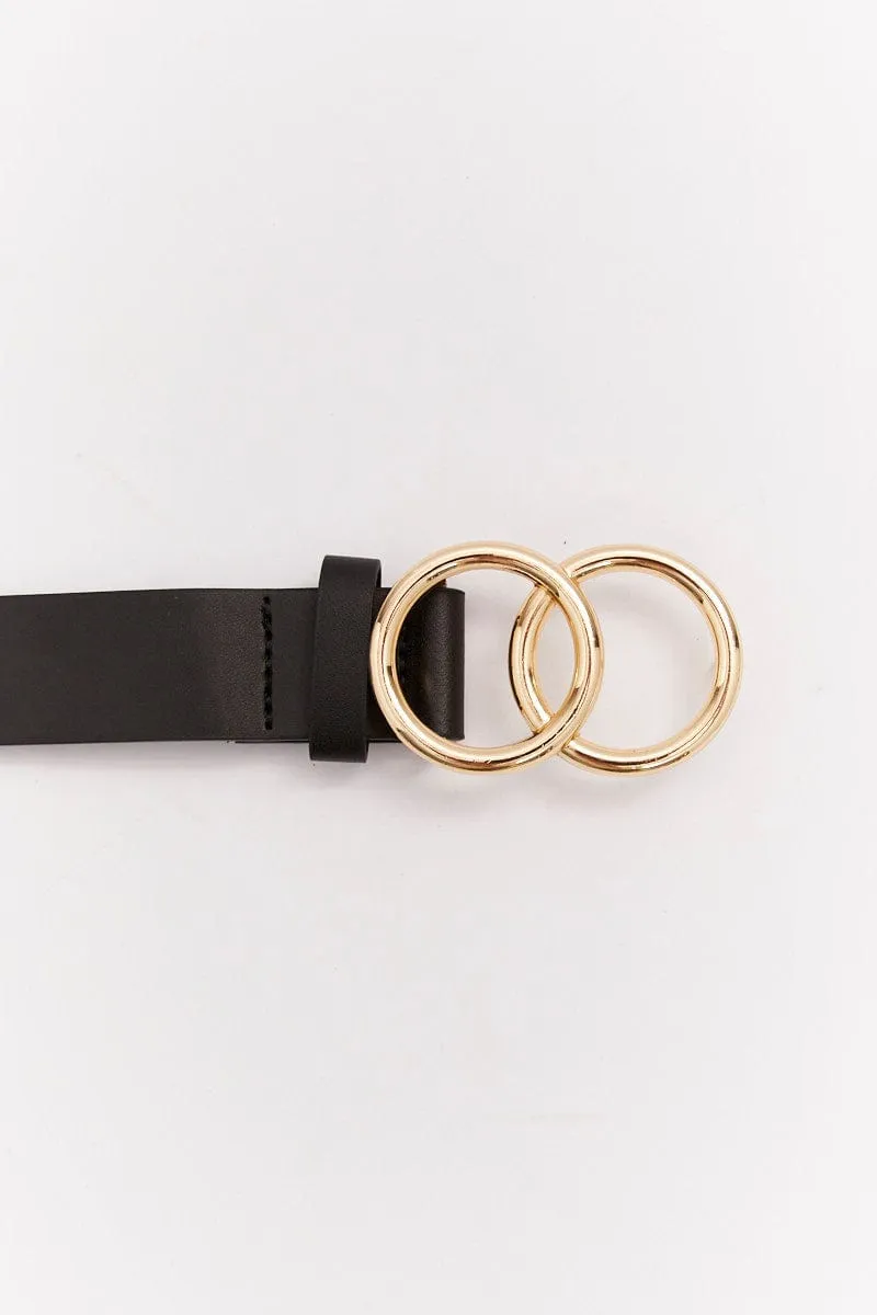 Black Double Circle Buckle Belts