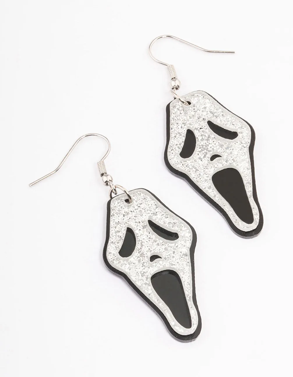 Black Glitter Ghost Drop Earrings