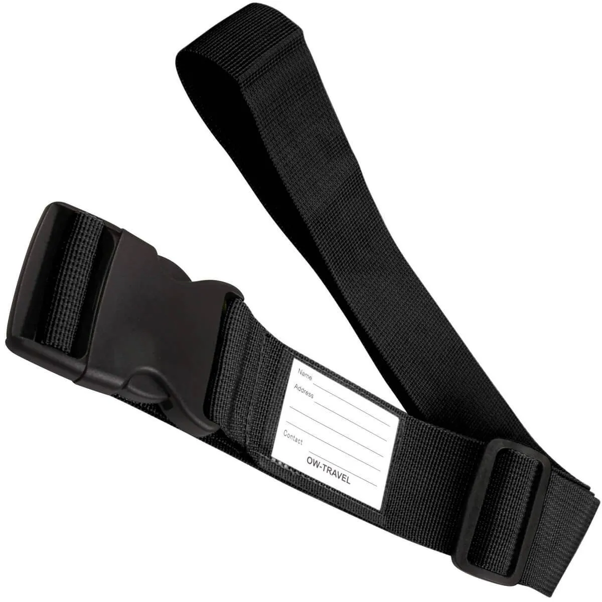 Black luggage strap suitcase belts with with baggage address tag label