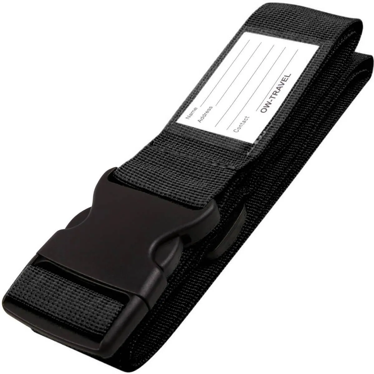 Black luggage strap suitcase belts with with baggage address tag label