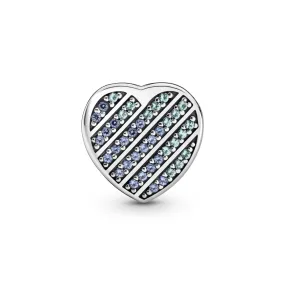 Blue Pavé Heart Clip Charm