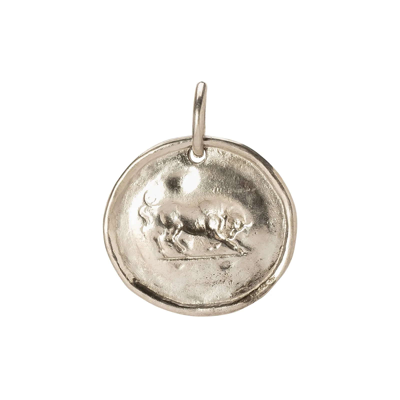 Bull Coin Pendant - Silver