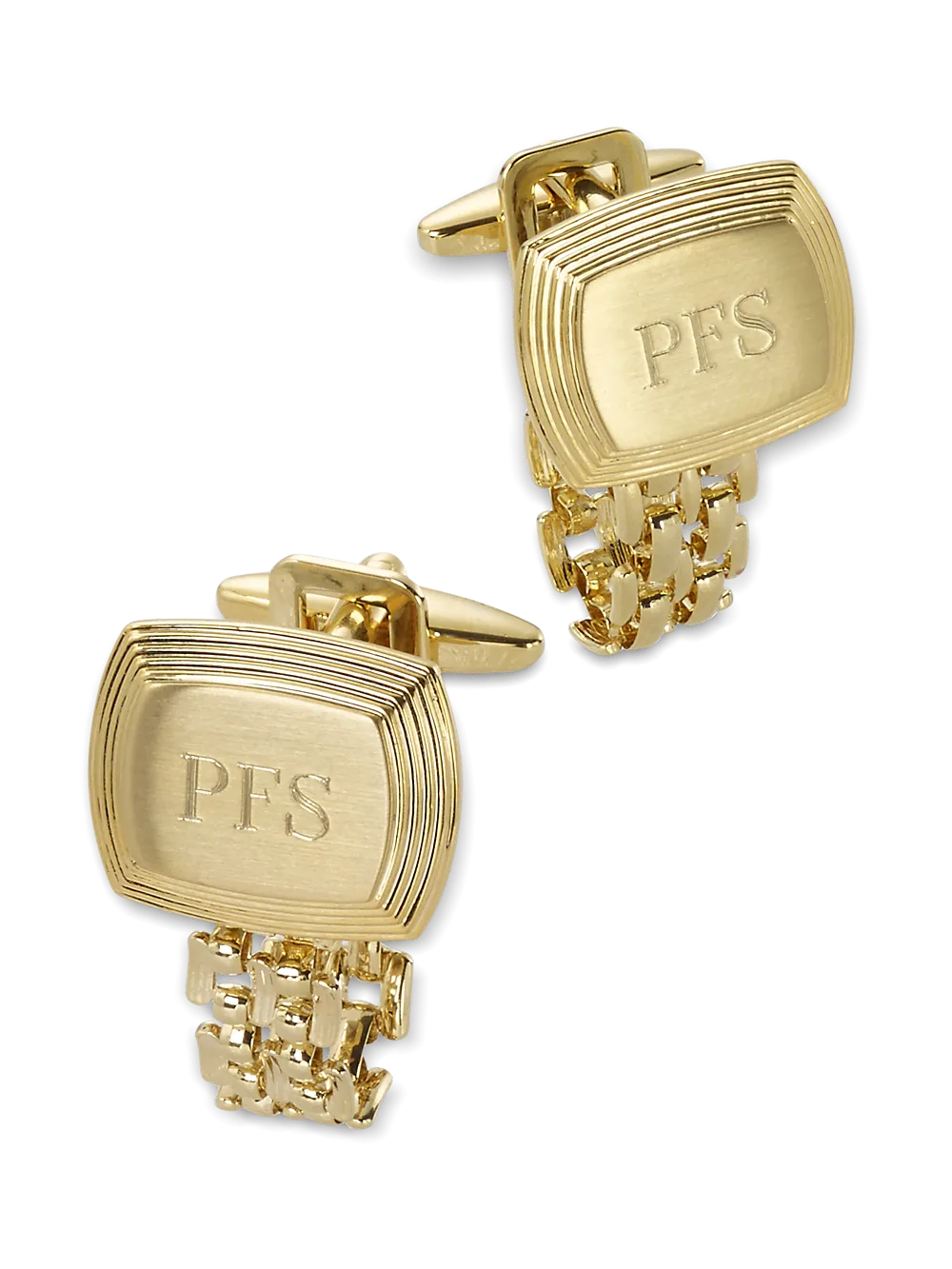 Chain Wrap Engravable Cufflinks - Gold