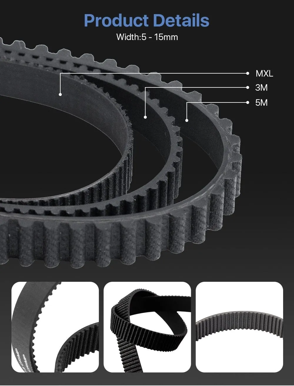 Cloudray MXL Open-Ended Timing Belt Transmission Belts Rubber Width 5mm For Fiber YAG Pully CO2 Laser Engraving Cutting Machine