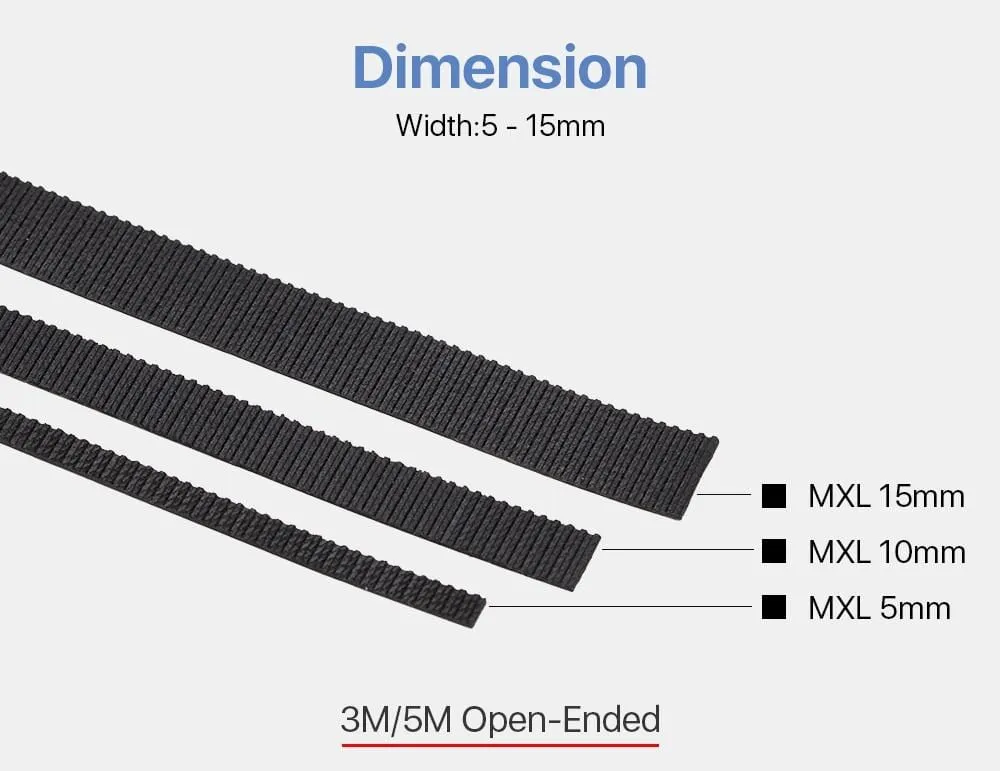 Cloudray MXL Open-Ended Timing Belt Transmission Belts Rubber Width 5mm For Fiber YAG Pully CO2 Laser Engraving Cutting Machine