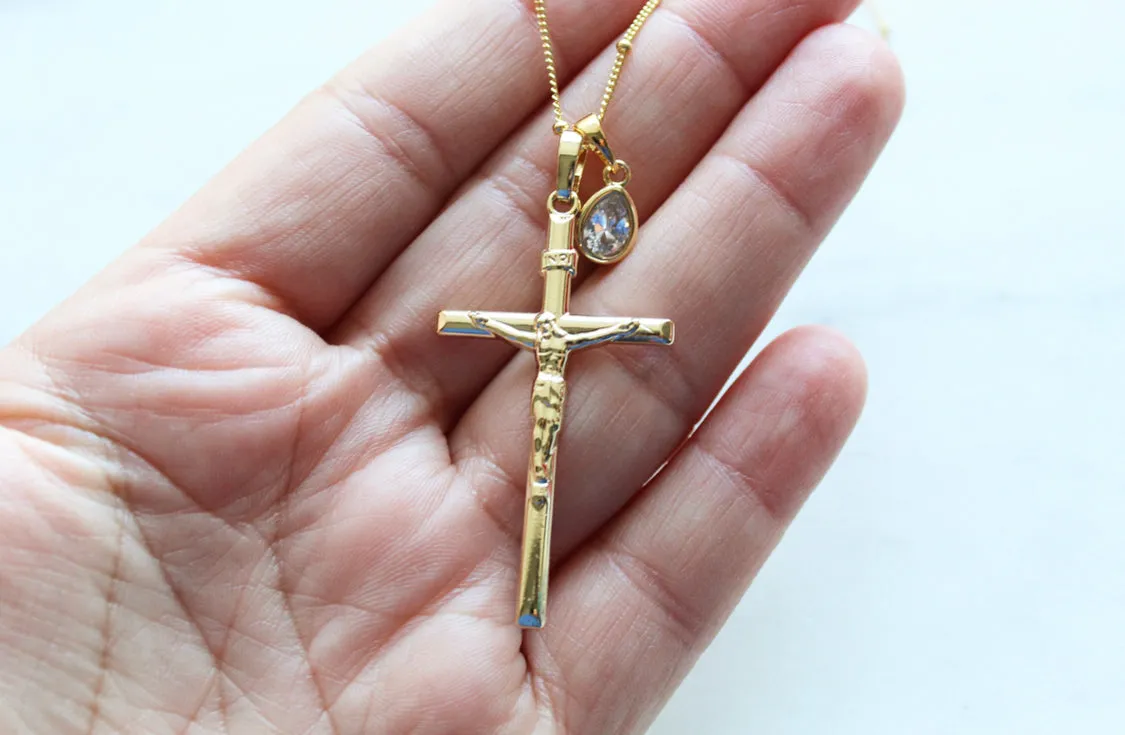 Crucifix & Teardrop Necklace