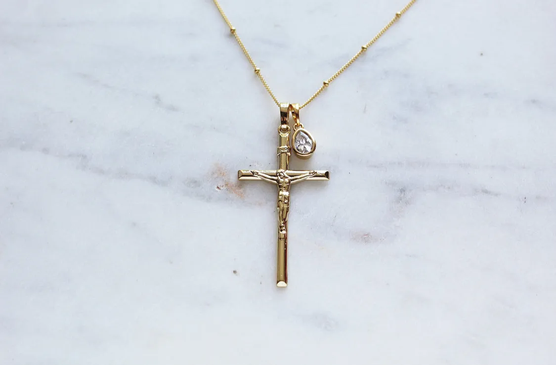 Crucifix & Teardrop Necklace