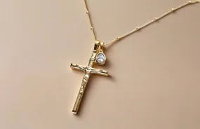 Crucifix & Teardrop Necklace