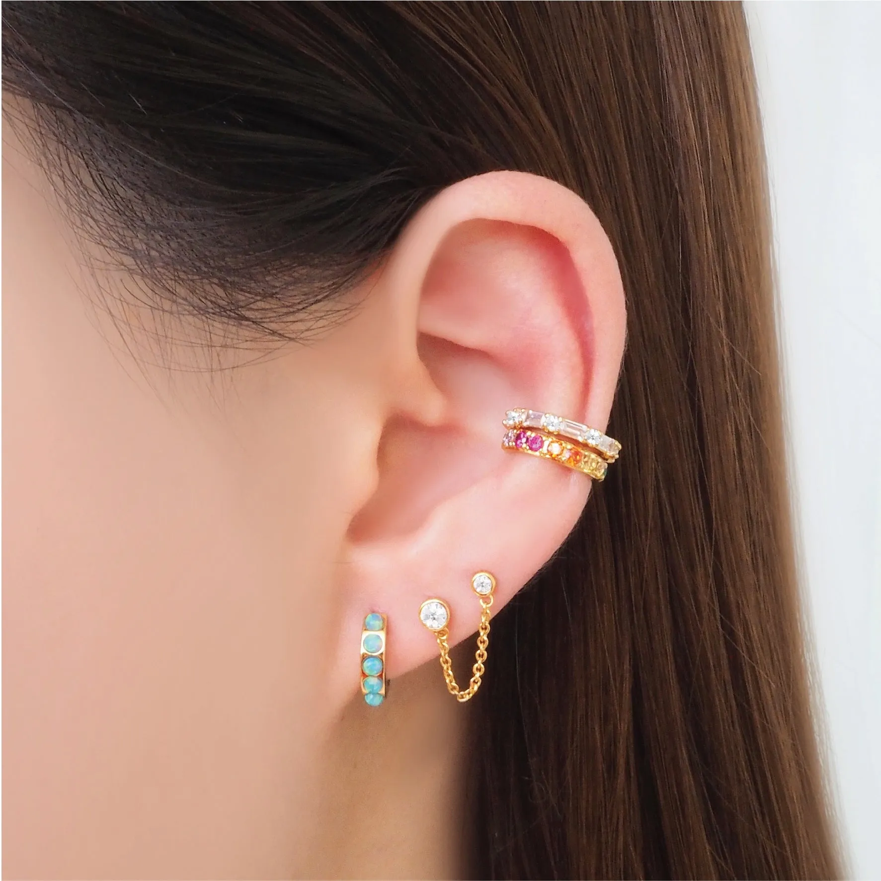 Crystal & Baguette Ear Cuff