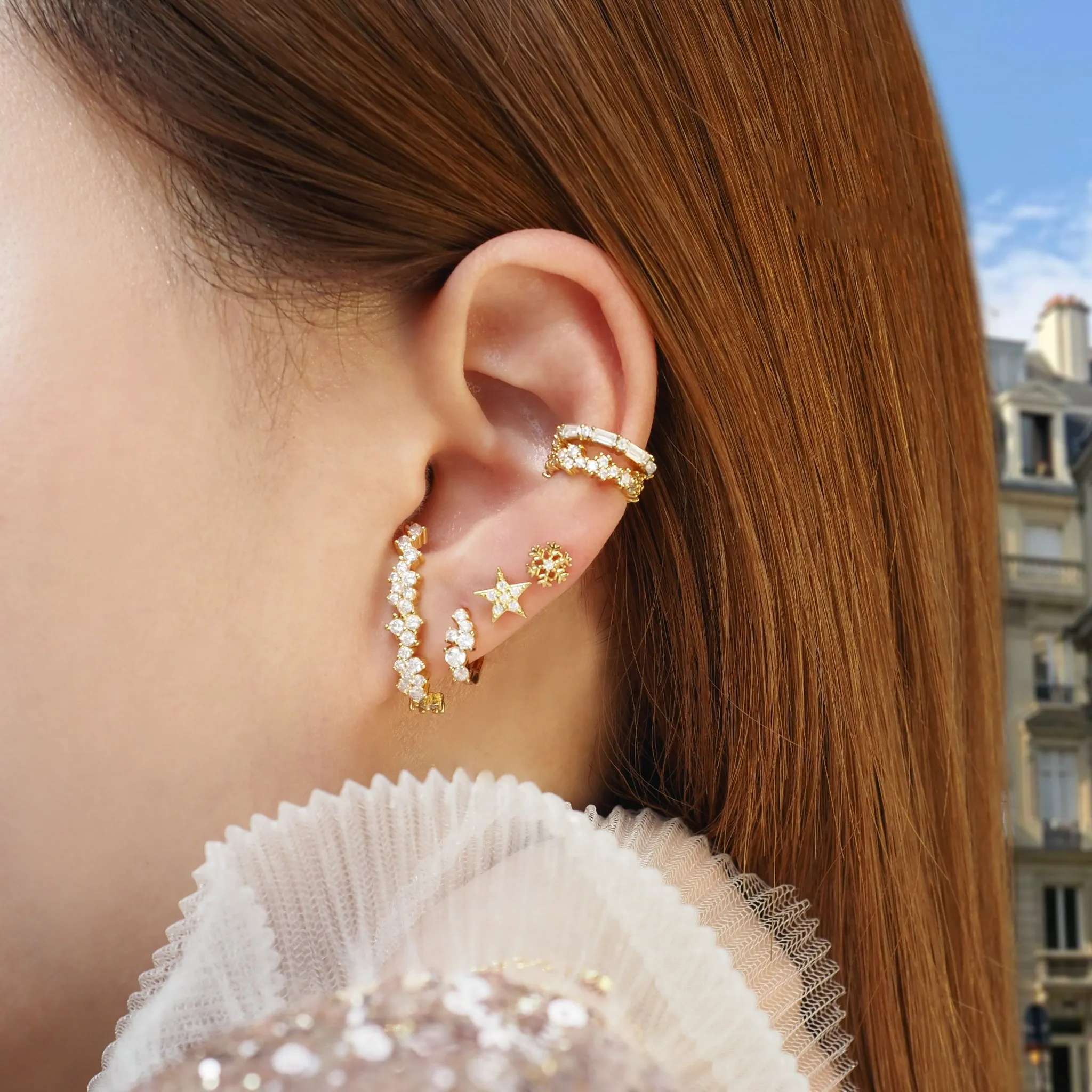 Crystal & Baguette Ear Cuff