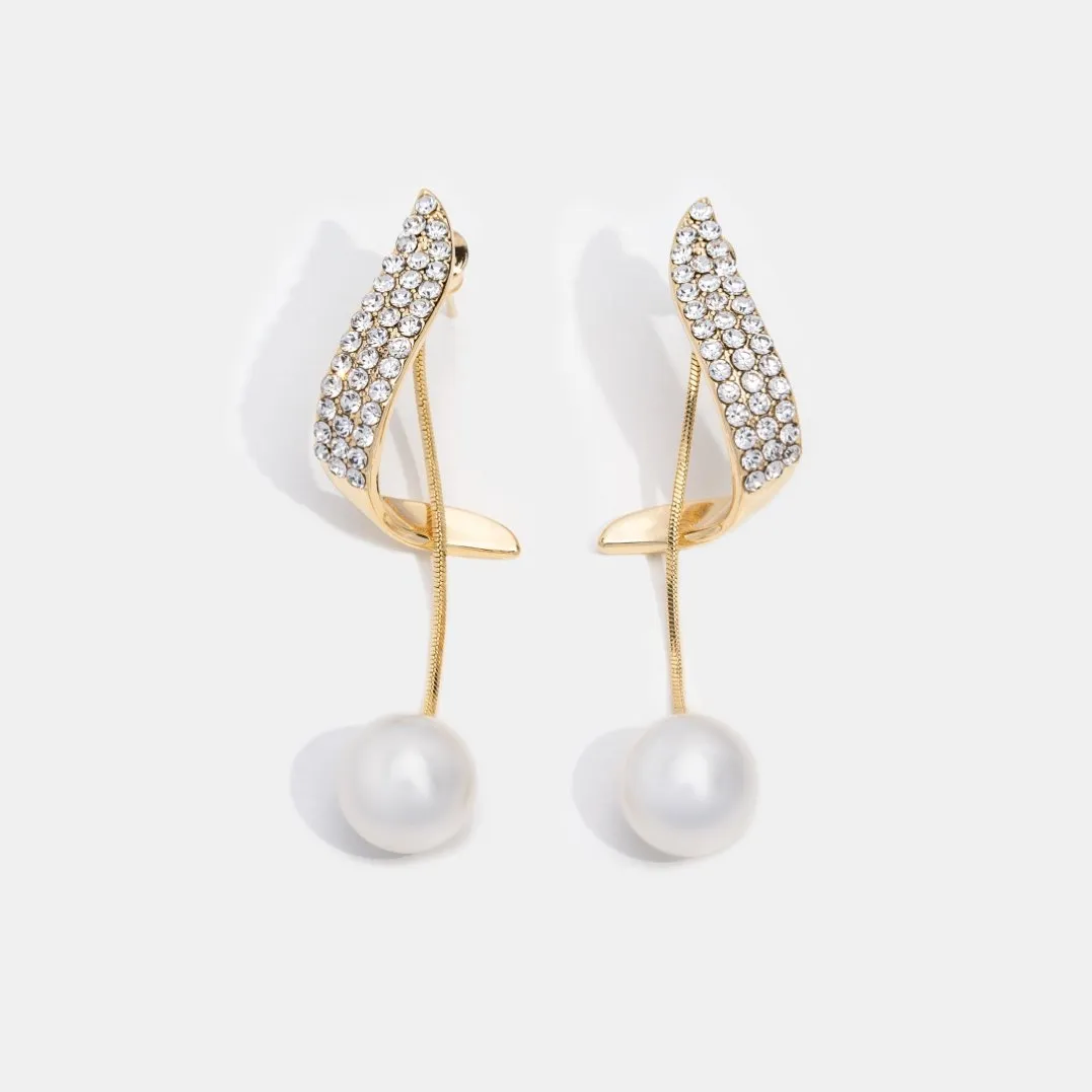 Crystal Erin Pearl Drop Earrings