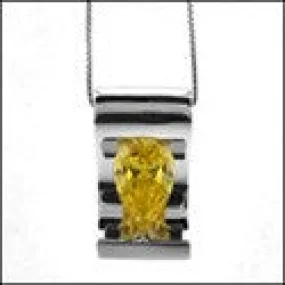 Cubic Zirconia Cz Canary Pear 3 Ct Pendant Pendant