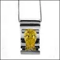 Cubic Zirconia Cz Canary Pear 3 Ct Pendant Pendant