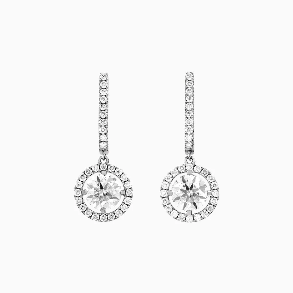 Diamond2 Solitaire Halo Drop Earrings