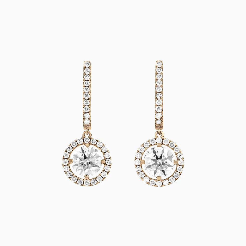 Diamond2 Solitaire Halo Drop Earrings