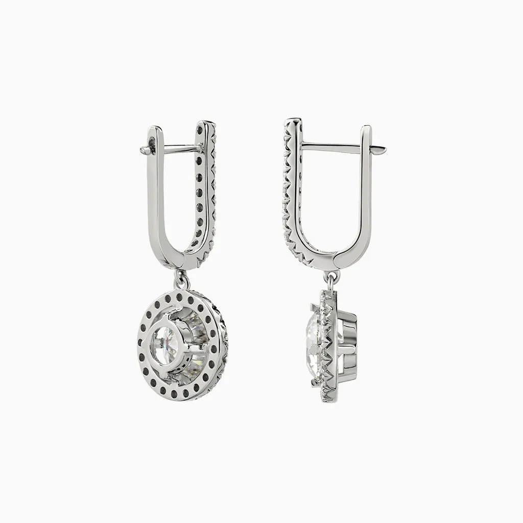 Diamond2 Solitaire Halo Drop Earrings