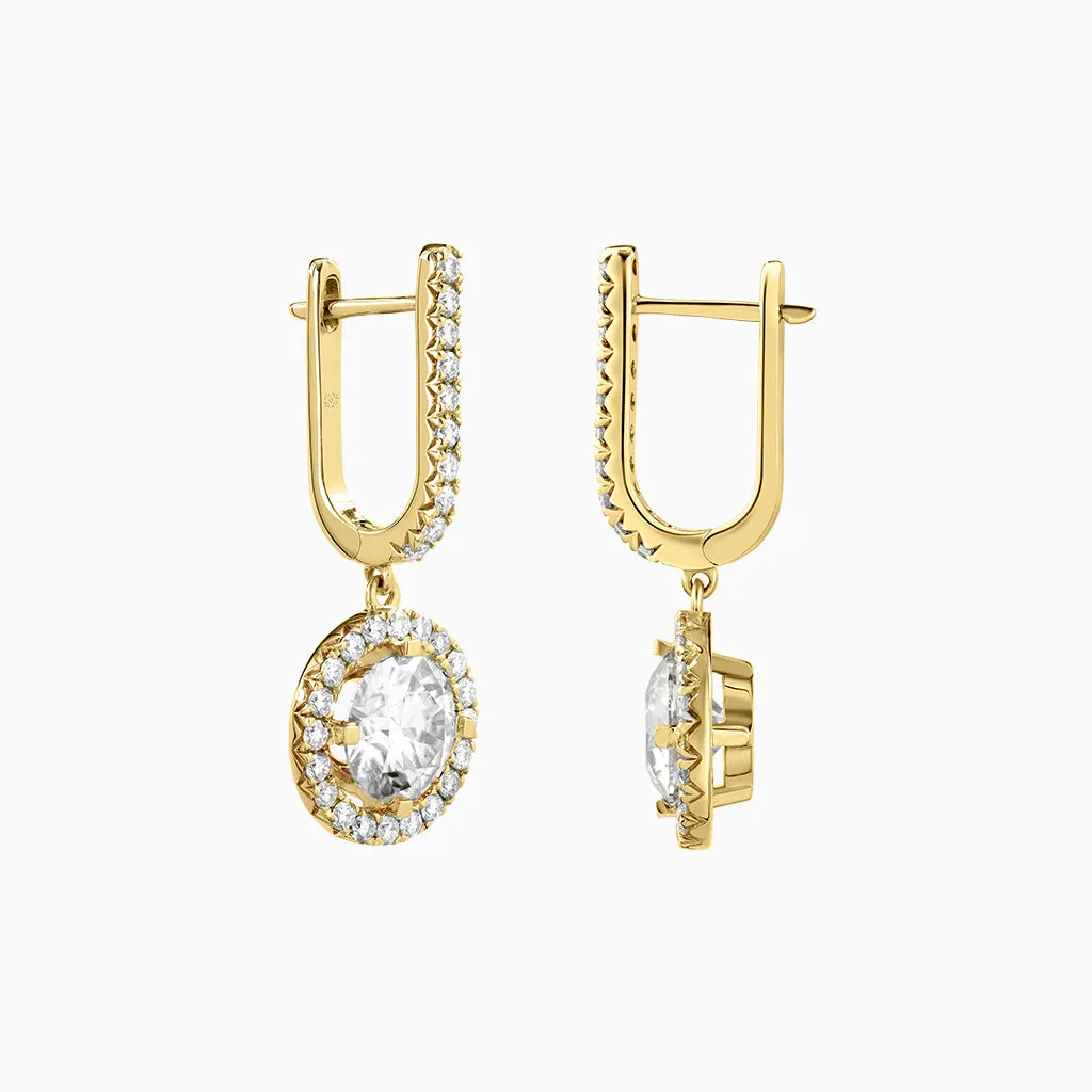 Diamond2 Solitaire Halo Drop Earrings