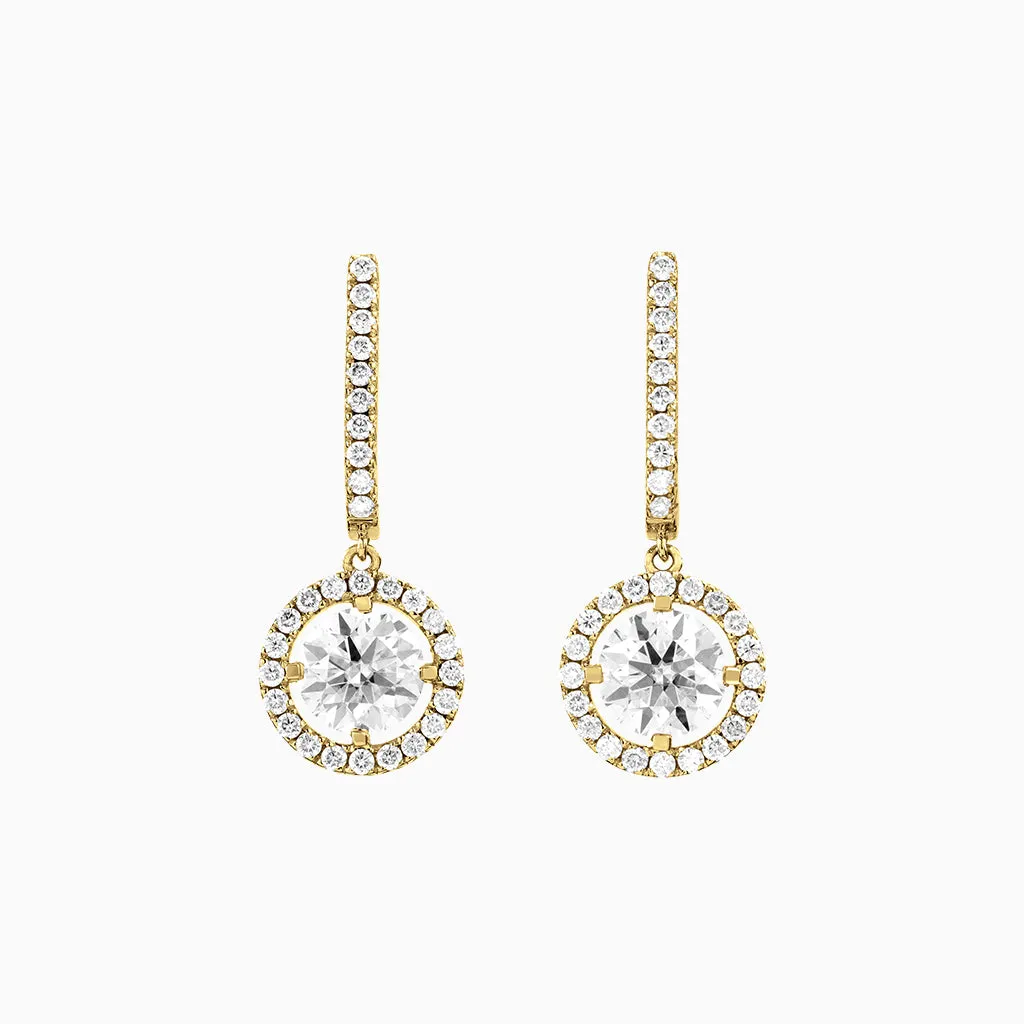 Diamond2 Solitaire Halo Drop Earrings