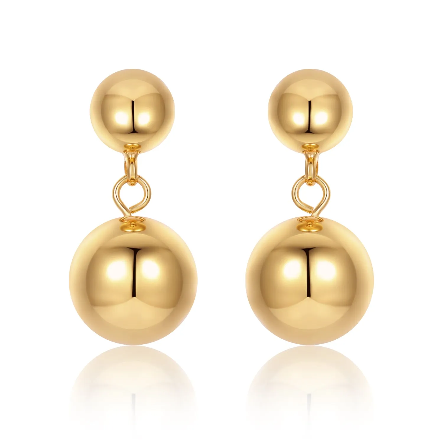 Dual Gold Balls Drop Earrings