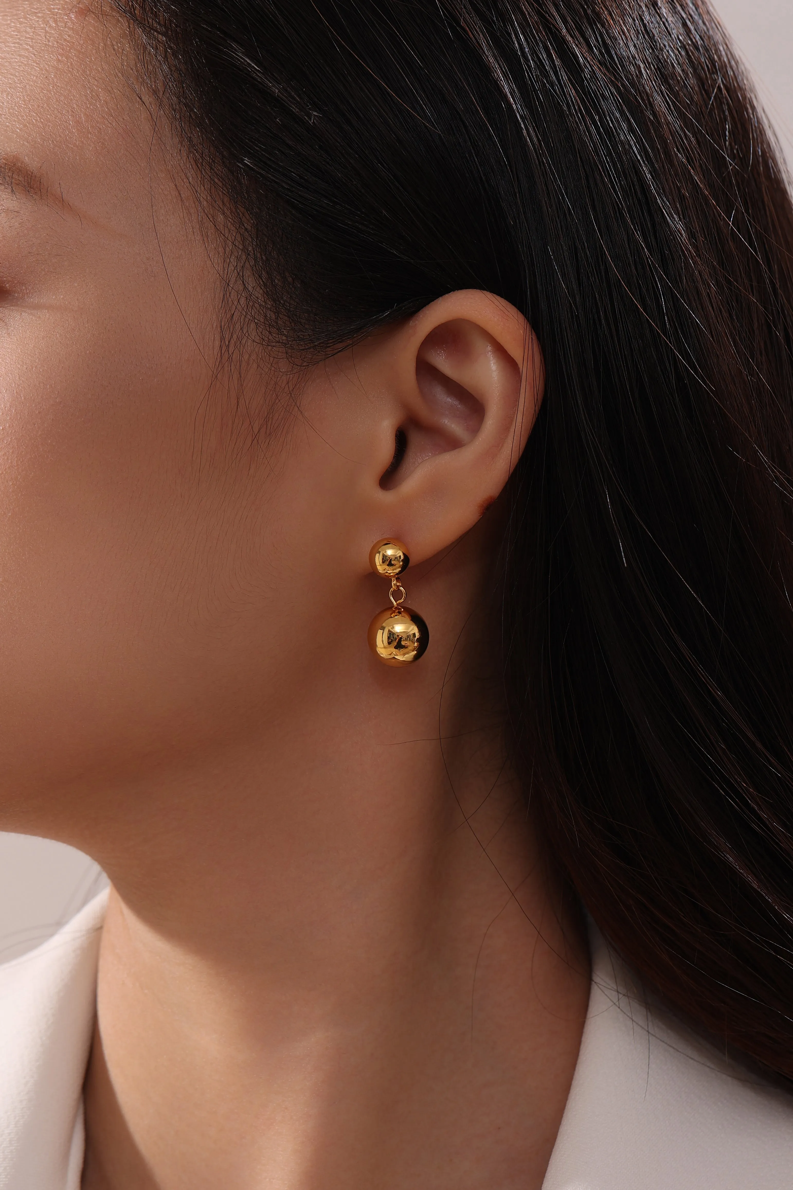 Dual Gold Balls Drop Earrings