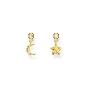 Ear Studs with sun and moon - gold